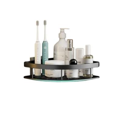 Imagem de Prateleira Multiuso de Canto em L, Alumínio, Preta, 21cm x 28cm x 5cm, 2 Unidades