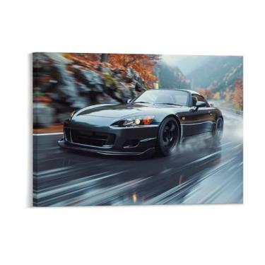 Imagem de HouLaiZhe Rainy Day Speed Jdm Car S2000 pôsteres em tela estética para quarto decoração de parede pinturas de parede para quarto sala de estar escritório 18 x 24 polegadas (45 x 60 cm)