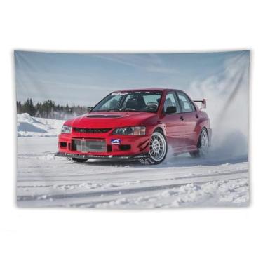 Imagem de HouLaiZhe JDM Tapeçaria de carro Jdm Lancer neve Drift esportes legal pendurar na parede quarto decoração de casa tapeçarias estética piquenique decoração de parede arte de parede para dormitório sala