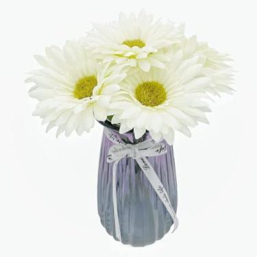 Imagem de DSforG Margaridas Africanas Falsas 20 Peças - Margaridas Gerbera de Seda Artificial para Casa, Escritório, Vasos e Projetos de Artesanato (20, Branco)
