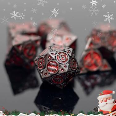 Imagem de Premium Heavy Metal DND Dice Set (Barbarian) with A Metal Box, Black Nickel Finish, Sharp Edge Resin Coated Zinc Alloy D&D Accessories, D4-D20, for Dungeons & Dragons Master, RPG Player, Starter Gift