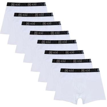 Imagem de Kit 8 Cuecas Masculinas Boxer Cotton Basic Ecko Unltd Branco, P