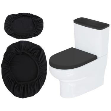 Imagem de Abeillo Tampa de vaso sanitário e tampa de tanque de vaso sanitário, conjunto de tampas de banheiro super macias para vaso sanitário, capas de banheiro com parte inferior elástica para tampas de vaso