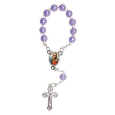 Imagem de 50 Mini Terço com Foto de Sagrado Coração de Maria - SJO Artigos Relig