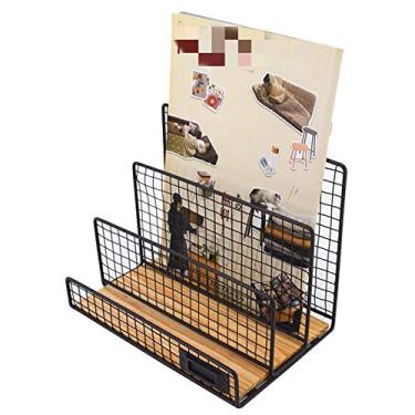 Imagem de LMJYU Porta-revistas de mesa com 3 compartimentos para armazenamento de arquivos, organizador de correio, suporte de metal, caixa de armazenamento de revistas, estante de livros para escritório em