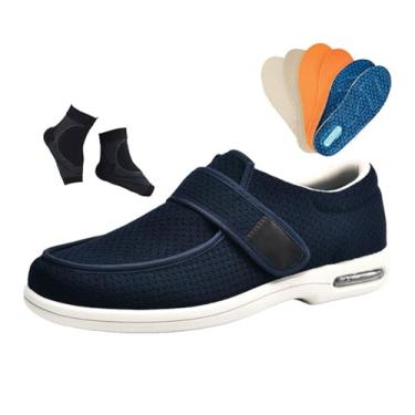 Imagem de Calçado Homem Fascite Plantar, Calçado Ortopédico Para Homem Confortável Para Artrite Edema E Diabetes Ajustável, Antiderrapantes E Alargadores Idosos, Diabéticos, Edema Idosos(Blue,39 EU)