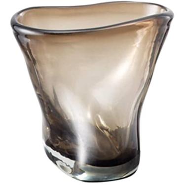 Imagem de Vaso de vidro para decoração de vaso de flores, decoração de casa, moderno, minimalista, feito à mão, vaso de vidro transparente, marrom claro, decoração floral para sala de estar, vaso de flores