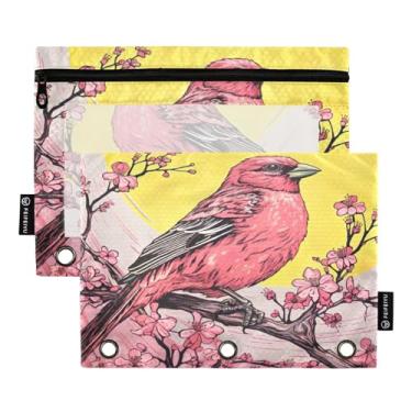 Imagem de Wassud Pastas de fichário coloridas com pássaros coloridos com 3 furos, pasta organizadora de arquivos para casa, escritório