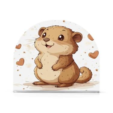 Imagem de xigua Porta-guardanapos de acrílico, porta-guardanapos de hamster de desenho animado fofo para mesas cozinha restaurante decoração de casa, suporte decorativo moderno para guardanapos de coquetel de