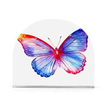 Imagem de Qilmy Lindo porta-guardanapos de borboleta, porta-guardanapos de acrílico transparente para mesa, suporte de guardanapo de coquetel de papel de seda para cozinha, dispensador de guardanapos de jantar