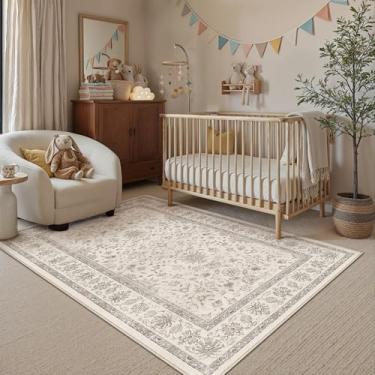 Imagem de PureCozy Tapete bege 7,5 x 12,5 cm, lavável, vintage, entrada, escritório, sala de estar, lavanderia