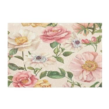 Imagem de Burbuja Tapete de banho com flores, tapete de banheiro absorvente extra macio com suporte antiderrapante para banheiro, banheira, chuveiro, 41 x 61 cm
