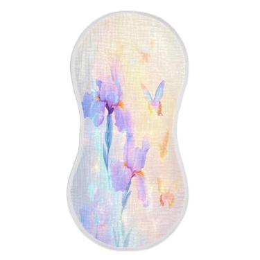 Imagem de xigua Conjunto de 4 panos para arrotar borboletas musselina para bebês, super macios e absorventes, roupas de arroto de algodão, presente de chá para recém-nascidos, bebês meninas e meninos