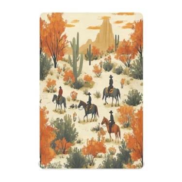 Imagem de STAYTOP Lençol de berço caubói norte-americano ocidental para meninos e meninas, lençol com elástico para berço padrão e colchão infantil, de microfibra supermacia, 99 × 69 × 5 cm