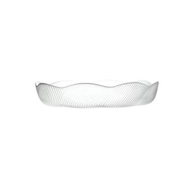 Imagem de Fruteira Prato de frutas feito de vidro, placa decorativa fosca com borda dourada, adequado para casa, cozinha, hotel, restaurante Decoração de mesa(Clear)