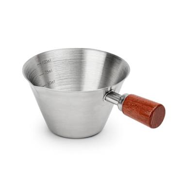 Imagem de Koythin Copo medidor de café expresso, xícaras pequenas de café expresso com alça, acessório para mini barra de café com bico em forma de V para cappuccino com leite latte, 100 ml (prata)
