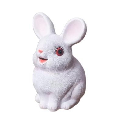Imagem de Cofrinho de coelho de resina para meninos e meninas, caixa de moedas de aniversário com plugue removível para fácil acesso