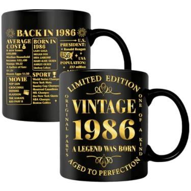 Imagem de NGLIV Presentes de aniversário de 40 anos mulheres homens, presentes de aniversário de 1986 para mulheres homens presente de trinta para 1985, presente para sua mãe, pai, irmã, melhores amigos, caneca