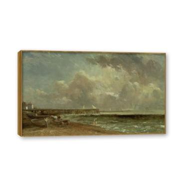 Imagem de NHLDZYH Moldura de teca. Arte em tela emoldurada estilo constable (paisagem 87), impressões de parede de paisagem inglesa, decoração de parede com tema de natureza para quarto ou escritório. 80 x 136