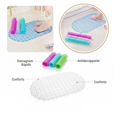 Imagem de Tapete de Banheiro Antiderrapante com Ventosas – 100% PVC, Macio e Seguro – Tapete Bolha para Box e Chuveiro – Colorido