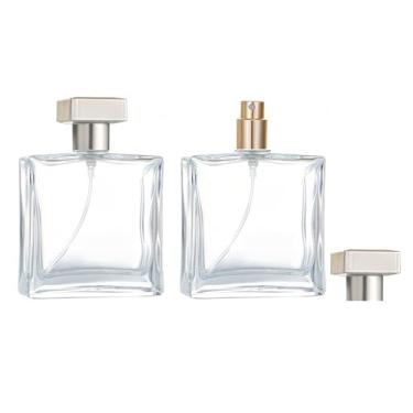 Imagem de Gyaxiang Pacote com 2 frascos de spray de perfume atomizador de vidro, frascos de spray vazios recarregáveis de 50 ml para viagens, recipientes pulverizadores de névoa fina para óleos essenciais