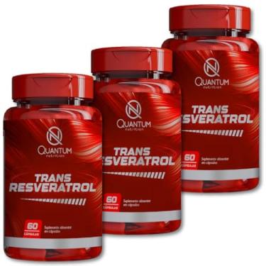 Imagem de Kit 1-3 Trans-Resveratrol 165mg Antioxidante Saúde pele cardiovascular e cognitiva Quantum 60Caps
