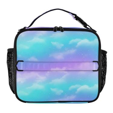 Imagem de Joisal Lancheira azul celeste roxa nuvem pastel para mulheres, meninas, lancheira masculina e infantil, lancheira para trabalho, bolsa térmica para meninos