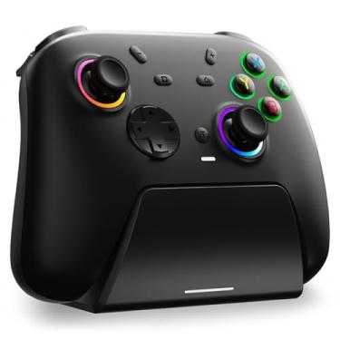 Imagem de DuLingKer Mando PC con Carga Base, Mandos Switch Inalámbrico para PC Windows/Steam con Hall Efecto Trigger/Joystick(Sin Deriva), Luz RGB, Botón M1/M2, Gaming Bluetooth Mandos para Switch/OLED/Lite