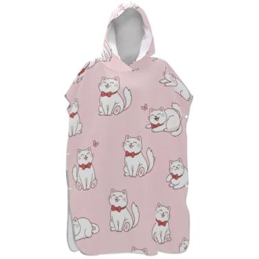 Imagem de Joisal Lindo gato pastel rosa surf poncho trocador adulto toalha de banho com capuz toalha de banho absorvente ponchos de praia para homens