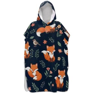 Imagem de Joisal Lindo poncho de surfe azul marinho para adultos roupão reutilizável feminino ponchos com capuz impressão toalha de praia