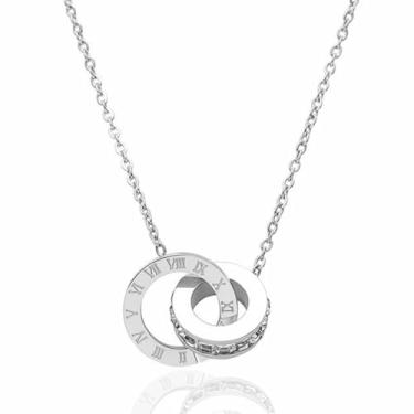 Imagem de FLORA Colar feminino com pingente entrelaçado em prata colar em aço titânio moderno e versátil