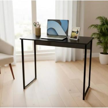 Imagem de Escrivaninha Industrial Dobrável ou Fixa para Home Office, Mesa de Computador Compacta(Preta - fixa)