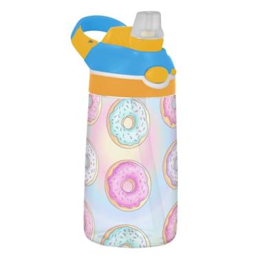 Imagem de Garrafa de água esportiva de 473 ml com canudo para crianças, meninas, meninos, garrafa de água Tritan à prova de vazamento de 473 ml, copo infantil reutilizável portátil, alça de transporte, Sweet