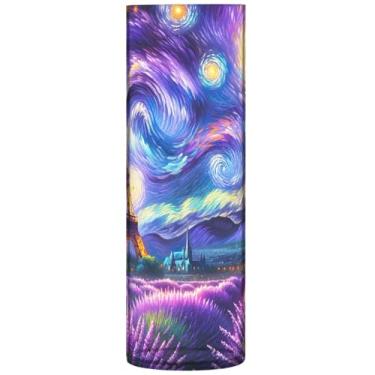 Imagem de Vaso cilíndrico para mesa decorativa flores lavanda noite estrelada vaso de flores alto plástico personalizado decoração moderna sala de estar, 30 cm x 9,9 cm