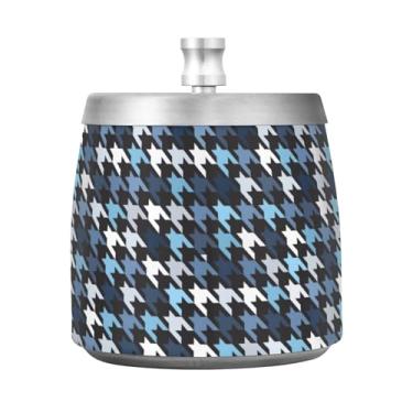 Imagem de Pixelated Houndstooth Bandeja de cinzeiro azul xadrez para maconha, cinzeiros inoxidáveis, cinzeiro de ervas daninhas para fumar maconha
