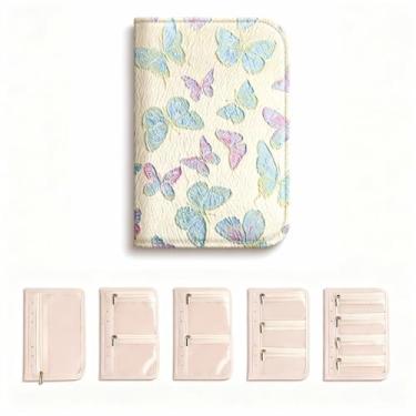 Imagem de A5 Livreto organizador de joias de viagem com 5 páginas e 12 compartimentos com zíper, bolsa portátil de armazenamento de joias com janelas de PVC – Mini estojo de viagem de joias para colares, anéis