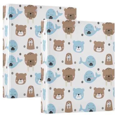 Imagem de Fichários de focas azuis de animais fofos personalizados, 3 polegadas, 3 anéis, 200 folhas, portfólio, impressão, anel redondo, fichário de apresentação, 31,5 x 27 x 6 cm, 1 pacote