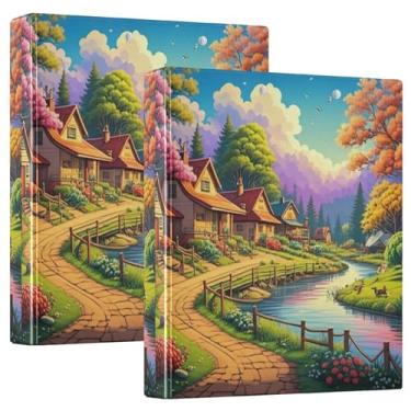 Imagem de Fichários coloridos com 3 anéis de 3 anéis, 200 folhas, pastas fofas, caderno, agenda, 31,5 x 27 x 6 cm, 1 pacote