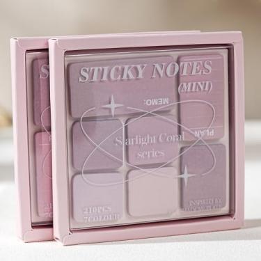 Imagem de Pacote com 2 notas adesivas pequenas, cores pastel, degradê sonhador, material escolar fofo, remoção rápida, bloco de notas autoadesivas para escritório, blocos de anotações pessoais convenientes para