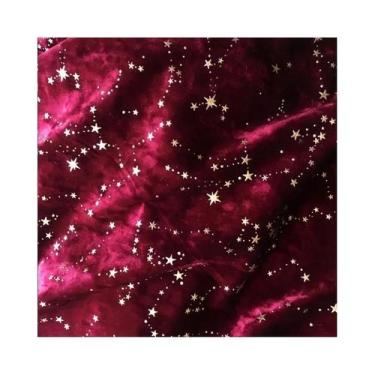 Imagem de Tecido De Veludo Dourado Com Estrela De Diamante 50x50cm Para DIY Vest