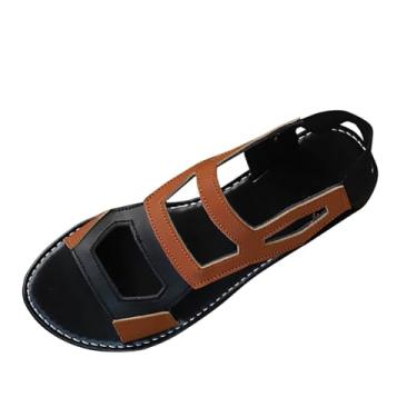 Imagem de Sandálias femininas modernas, casuais, versáteis, com cores vazadas, combinando primavera e verão, fundo plano, praia romana, Marrom, 38