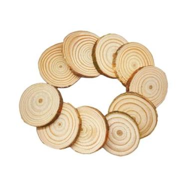 Imagem de Fatias De Madeira Redondas De Pinheiro Natural Não Acabadas 3-12cm De 