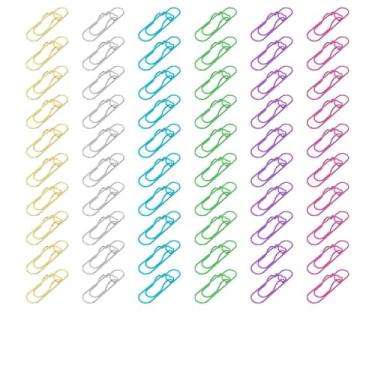 Imagem de 60 peças de clipe de metal colorido para caneta de 7 cm para caderno de papel, diário, material de escritório (ouro/prata/roxo/rosa/floral/verde formato de coração) (60 peças)