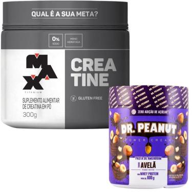 Imagem de Creatina Max Titanium 300G Pura + Pasta Amendoim Dr Peanut-Unissex