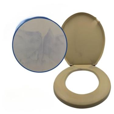 Imagem de Assento Sanitário Econômico Oval Universal | Tampa de Vaso Básica Injetada | Assento Sanitário Convencional(BEGE MANCHADO (INJETADO))
