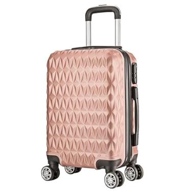 Imagem de Mala de Viagem Bordo 10kg ABS com Zíper Expansível, Rodinhas 360°, Mala de Mão Padrão ANAC(ROSA OURO)