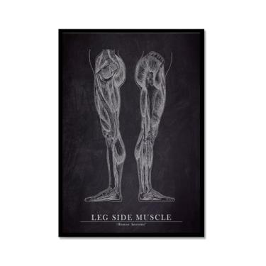 Imagem de Arte de anatomia humana, pintura em tela médica, vintage, esqueleto muscular, educação, pôster, impressão de imagem de parede, decoração de clínica hospitalar (SKU10,8x30,5 cm = (20 x 30 cm), moldura