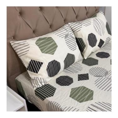 Imagem de Jogo de Lençol Casal 3 Peças 150 Fios Estampado – Lençol com Elástico, Fronhas com Zíper, Cama Box e Padrão (Modelo - 8)