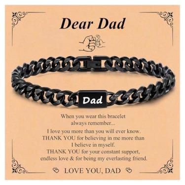 Imagem de Pulseira de aço inoxidável, presente para homens, pai, filho, 7 mm de largura, pulseira masculina cubana grossa, corrente de elos sólidos, clássica, hip hop, empilhamento em camadas, grossas, joias