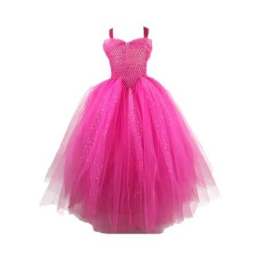 Imagem de Vestido De Tule Rosa Com Glitter Para Meninas, Vestido De Festa Com Al